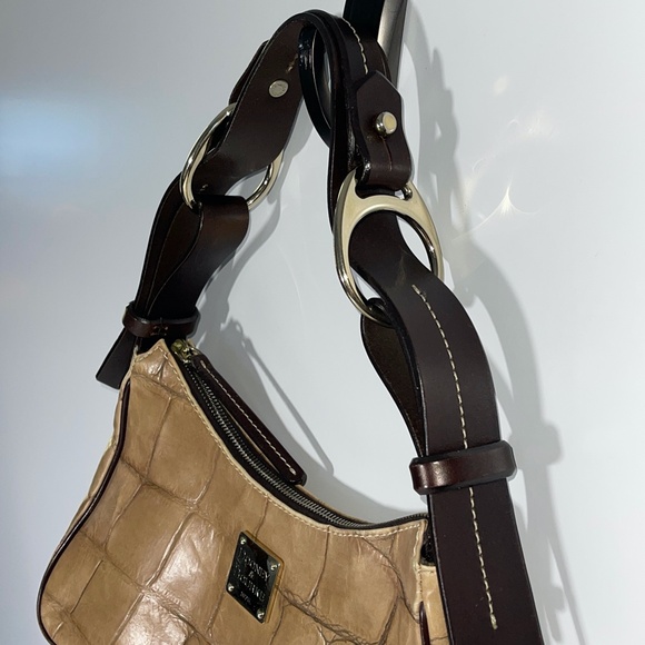 DOONEY & BOURKE TAN CROC BIT LEATHER HOBO PURSE - Picture 5 of 12